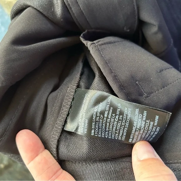 White House Black Market linen blend wide leg crop pants. Lace detail. EUC - Picture 11 of 15